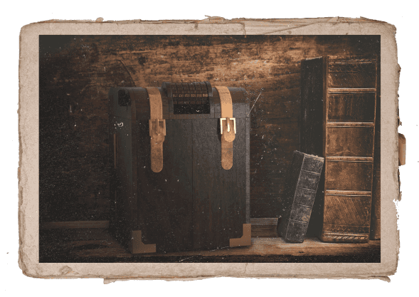 The Lost Cabinet on an old shelf, the image looks old